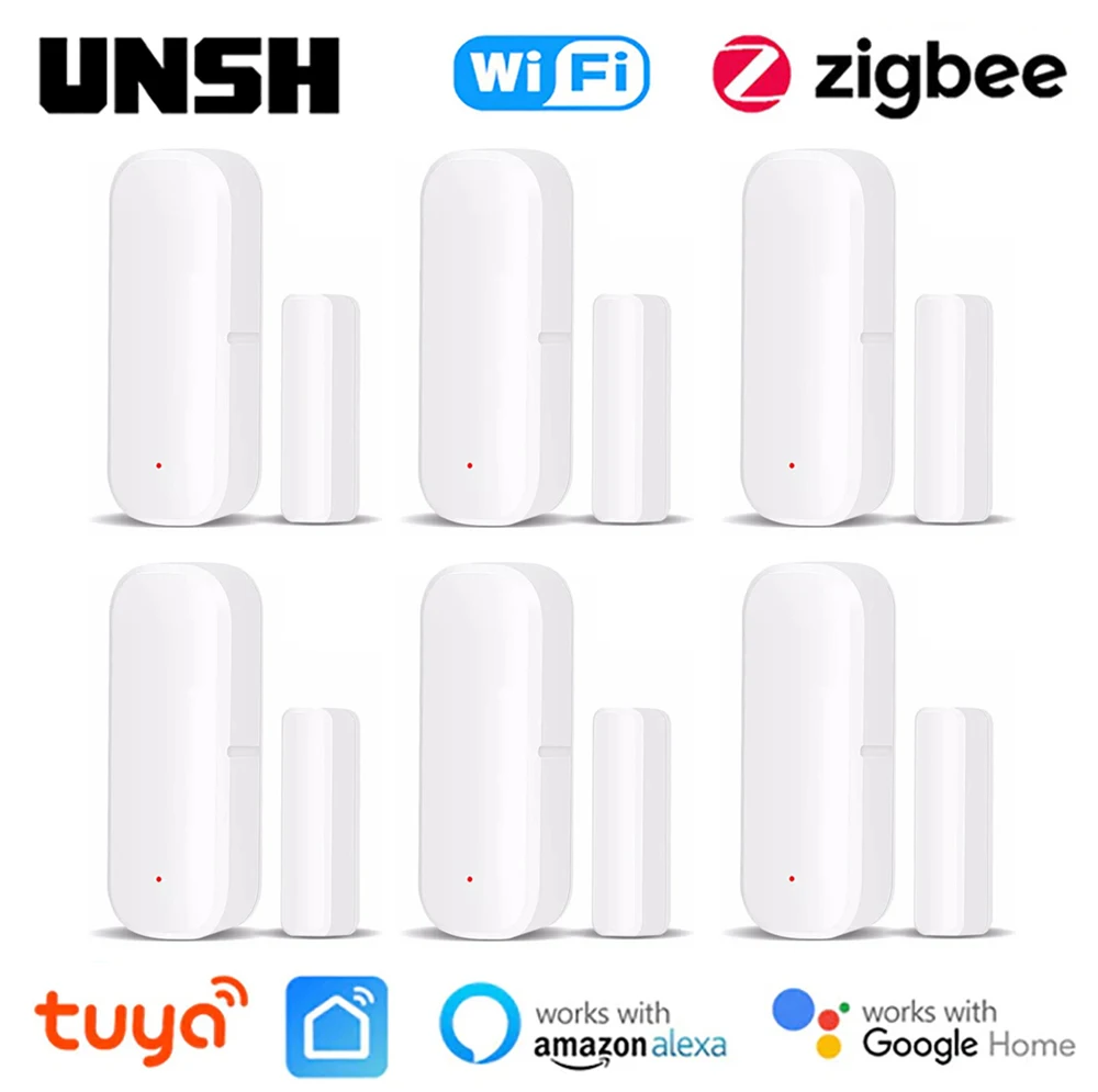 Tuya WiFi ZigBee Smart Door Window Sensor Detector Home Security Protection Alarm System Smart Life Via Alice Alexa Google Home for Door Window Sensor