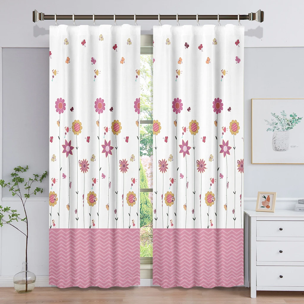 

3D Modern Home Furnishings Red Flower Curtains 2 Panel Simple Style Living Room Bedroom Window Decorative Curtains