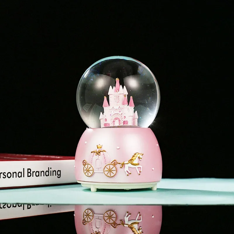 Boule à Neige Château Rose - Carrosse Féérique | Cadeau Fille
