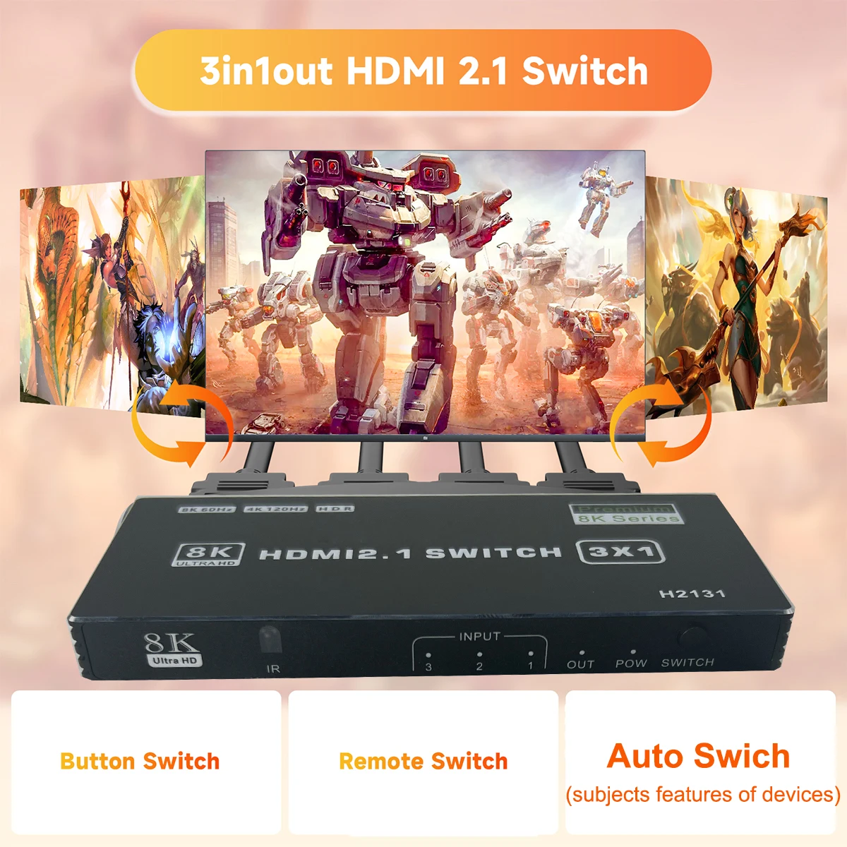 8K HDMI 2.1 ġ, 120hz 3X1 4K @ 120Hz HDMI ġ, 2.1 HDR 2K 144Hz 8K @ 60Hz HDR ġ 2.1 HDMI (Xbox ø X PS5 Invidia)