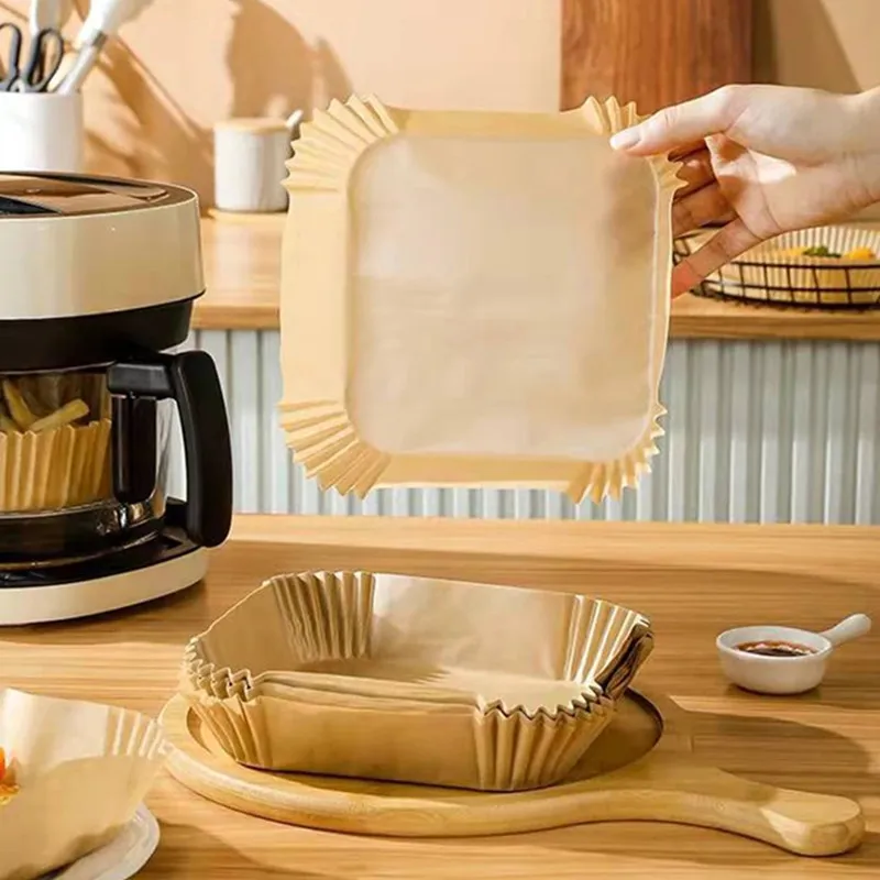 50pcs Air Fryer Disposable Paper Liner Non-Stick Steamer Mat Baking Tools Airfryer Liner Parchment Tray For Kitchen Accessories air fryer paper,air fryer liners,disposable air fryer liners,air fryer accessories,parchment baking paper