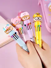 Stylo à bille à pression multicolore, Super mignon, à huile, dessin animé Kawaii, spécial multifonctionnel, fournitures scolaires et de bureau