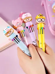 Bolígrafo multicolor de punta de bola para estudiantes, pluma de aceite súper linda, de dibujos animados Kawaii, especial, multifuncional, suministros de oficina y escuela