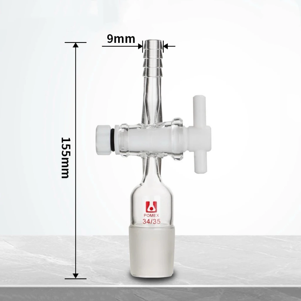 14/23 19/26 24/29 29/32 Joint Borosilicate Glass Lab Straight Adapter With PTFE Stopcock Ware