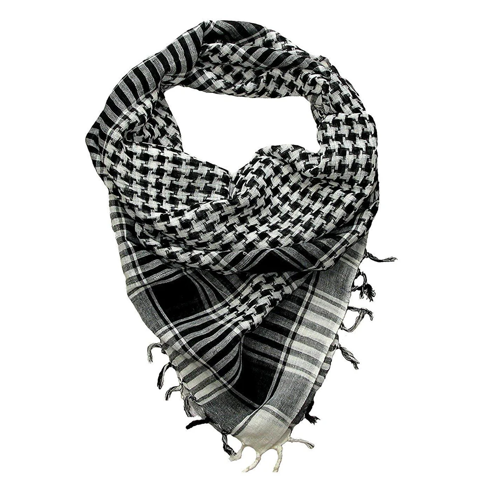 

Unisex Scarf Cotton Lightweight Plaid Tassel Arab Desert Shemagh,Black