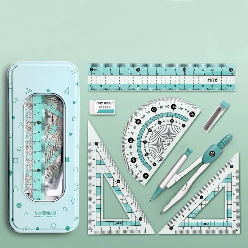 Compass ruler set student triangular board protractor drawing tool drawing mathematical geometry board stationery accessories ruler set compass and protractor measurement tool professional geometry drawing accessories pencil student stationery