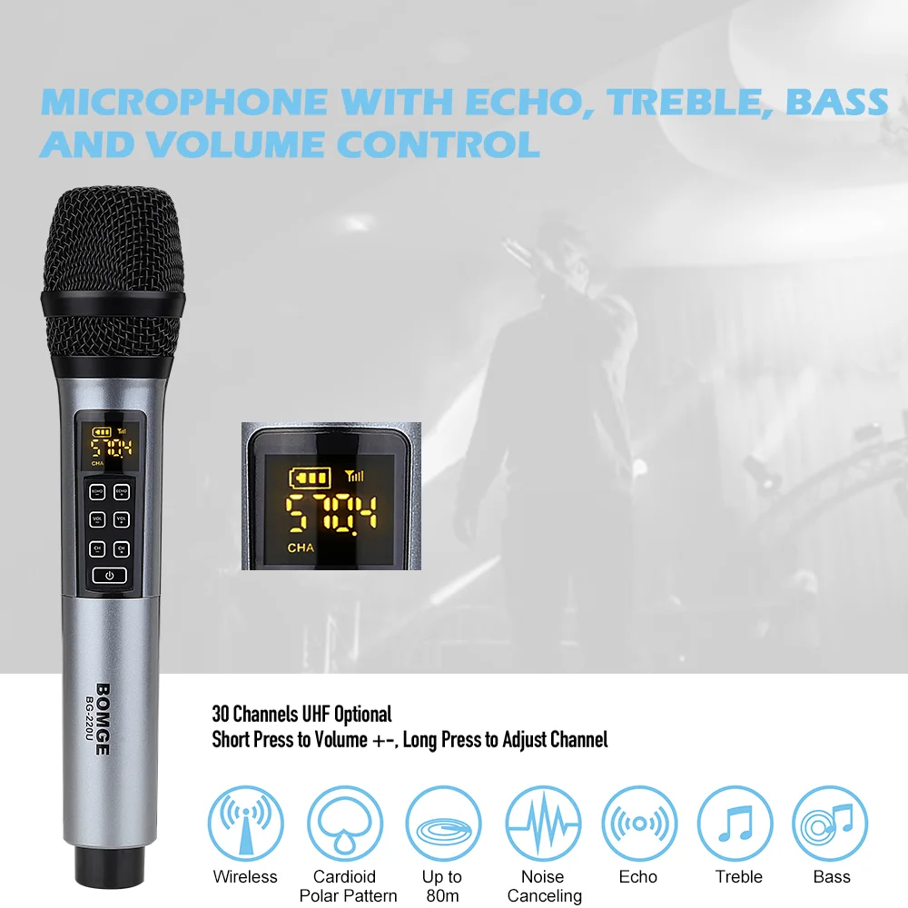 R4 MICROFONO WIRELESS Karaoke UHF Corpo in Metallo Professionale 4