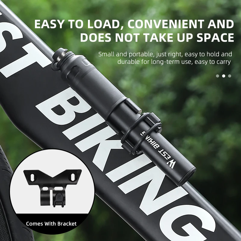 WEST BIKING Mini Portable Bicycle Pump 110PSI Hand Air Pump MTB Road Bike Tire Inflator With Extension Hose Cycling Accesories