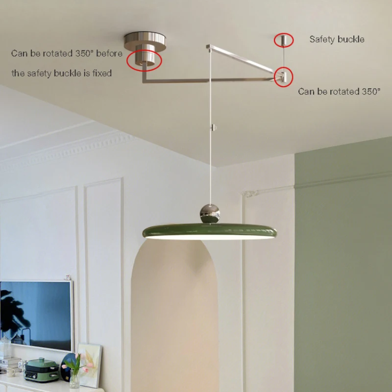Dining Table LED Chandeliers Colorful Rocker Arm Light Simple Modern Home Decor Move Long Arm Chandelier Kitchen Bar Saucer Lamp
