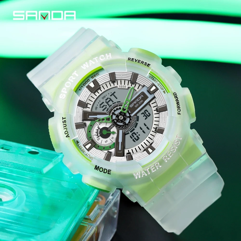 

2023 New Men's Watches Sports Electronic Wristwatch Waterproof Fashion Fluorescent Dual Display Digital Quartz SNADA 3029