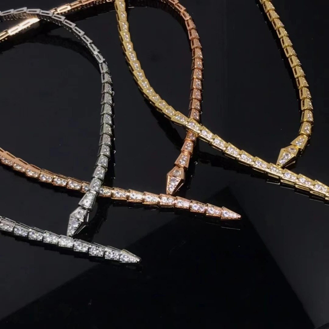 

2024 Fashion Jewelry BV Customized S925 Silver Luxury Snake Bone Full Diamond Women's Necklace Birthday Party Earrings Gift