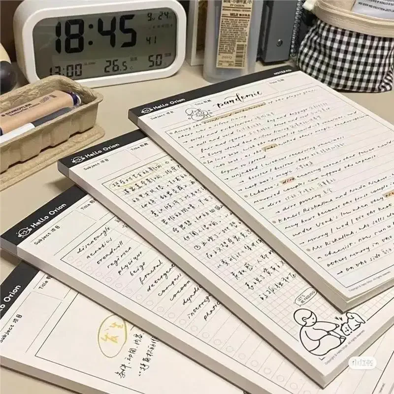 B5 스티커 종이 학습 계획, 그리드 라인, 빈 노트북, 문구류, 학용품, 심플하..