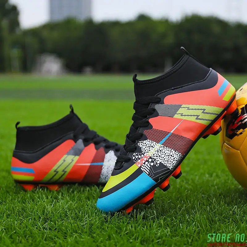 LaceUpFootballBootForKidsHighTopSockSoccerCleatsBoy