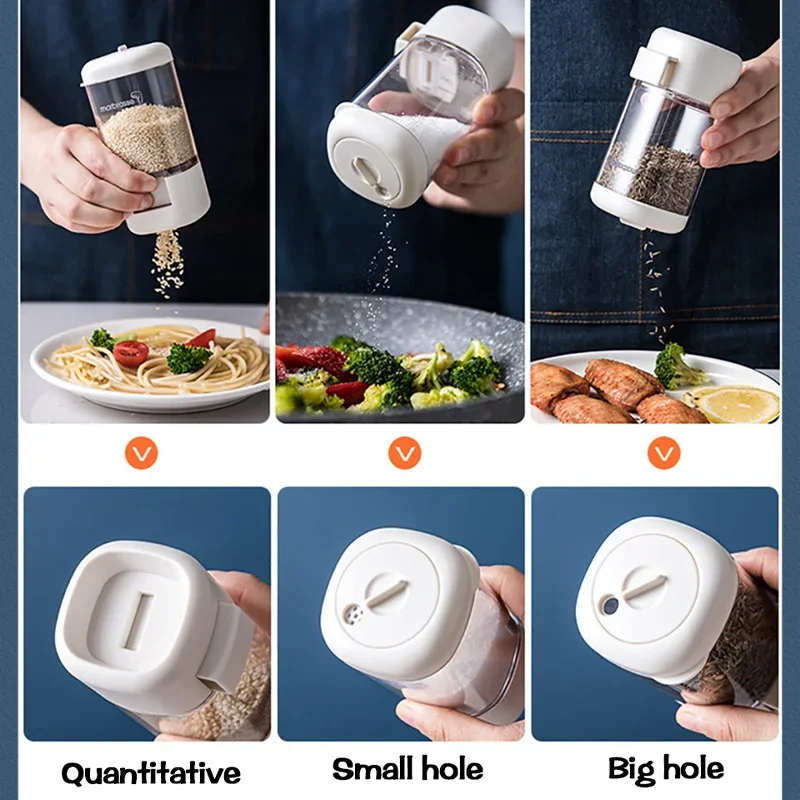 Push-type Salt Dispenser Sugar Bottle Spice Pepper Shaker Can Jar Seasoning Container Quantitative seasoning jar salt shaker spices bottle salt pepper shakers