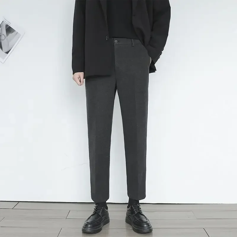 thumbnail image 1 of Pantalones de traje de cintura alta para hombre, pantalones cortos de 9 pulgadas, talla grande, pantalones de verano para hombre, ropa de primavera, ropa de trabajo de moda, pantalones de tela de lujo, 1 of 5