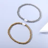 High Quality Metal Smooth Bead Stainless Steel Jewelry Waterproof Durable Women's Charm Gift Fresh Water Pearl Elastic Bracelets 3