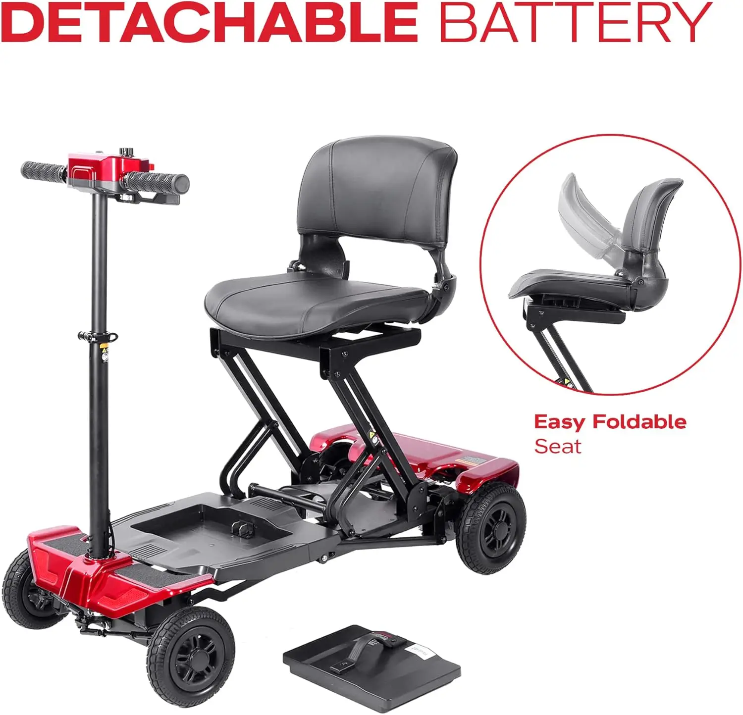 Automatic Foldable Mobility Scooter for Adults, One Click Fold and Unfold, Airline Approved, 4 Wheel Scooter with Lithium Batte