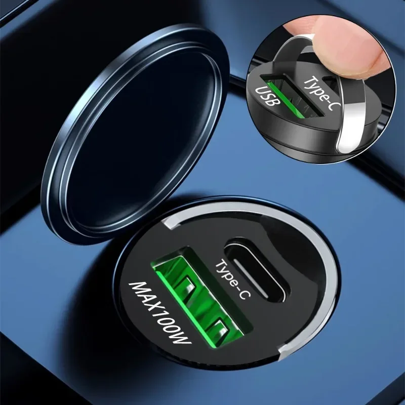 차량용 USB C 타입 고속 충전기 라이터, 아이폰 QC3.0 PD30W, 미 삼성 화웨이 전원 어댑터, 100W