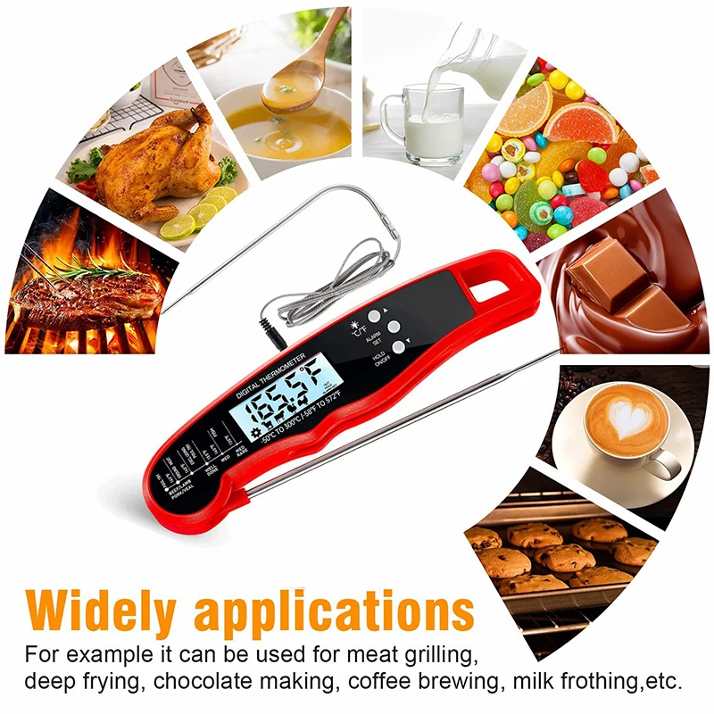 

Цифровой термометр, кухонный электронный прибор для измерения температуры еды, для мяса, молока, барбекю, духовки, водонепроницаемые приборы для приготовления пищи