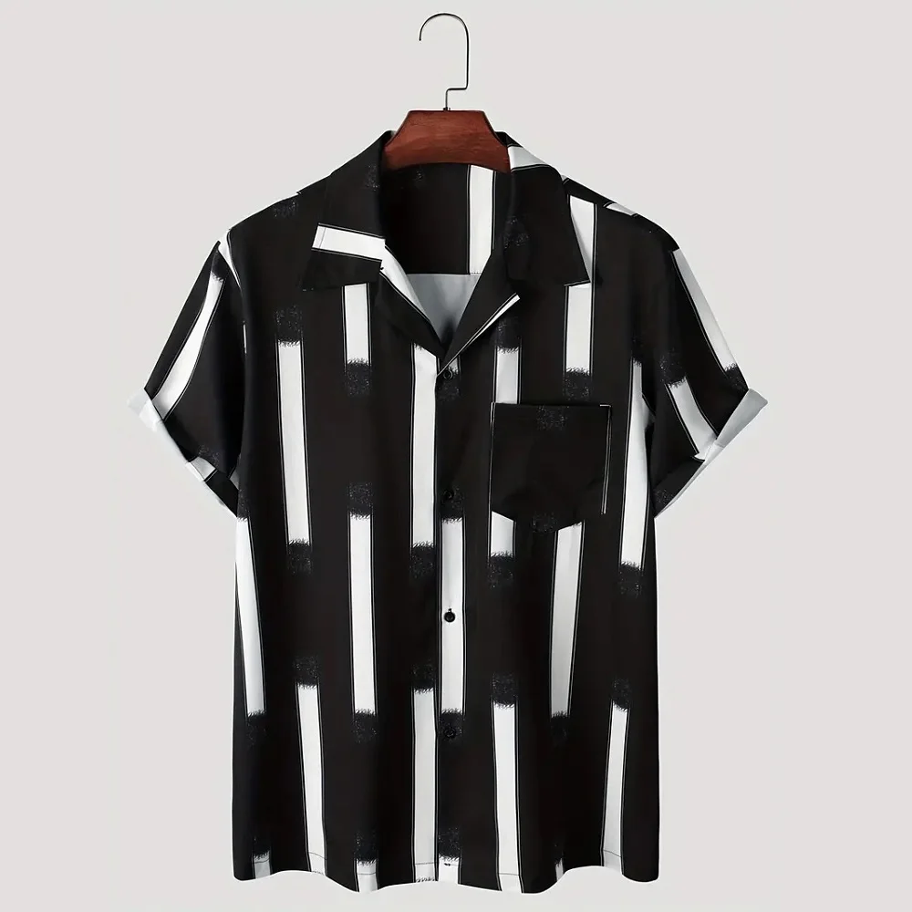 

New Men's Shirt Hawaiian Beach Cool Tops Baroque Short Sleeve Printed Button Clothing Casual Fashion Blouse Social Shirt