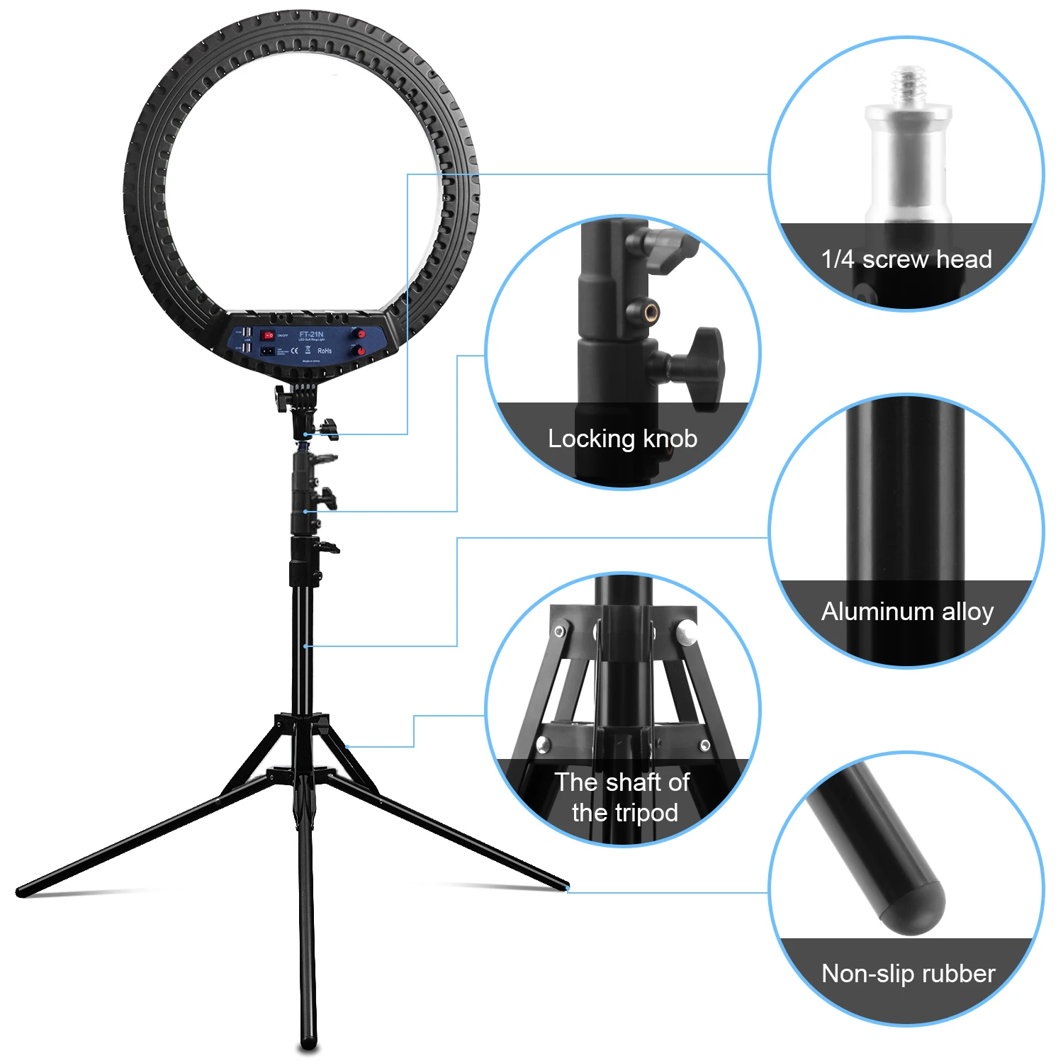 Fosoto 21 zoll Led Ring Lichter Foto Selfie Lampe mit Fernbedienung USB Lade Telefon Standar für Streaming Video Foto Photoes – Detail 10