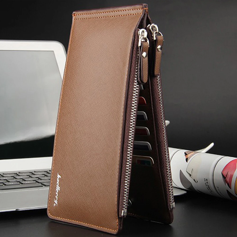 Baellerry Durable Men's Long Wallet Zipper Closure 15+ Card Slots RFID Blocking Business Gift