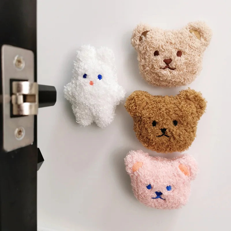 Ins Korean Bear Children's Room Door Rear Handle Silent Anti-collision Sticker Cushion Anti-Bump Wall Protector Door Stopper