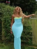 Weird Puss Lace Patchwork Dress Sleeveless Summer Chic Tube Splits Sheath Spaghetti Straps Coquette Sexy Stretch Maxi Vestidos 1