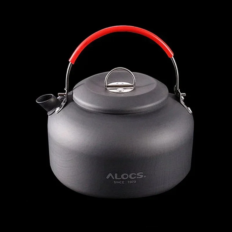 Alcos 0.8L/1.4L Ultra Lightweight Outdoor Camping Aluminum Alloy Portable Quick-heat Water Kettle Tea Pot for Cooking