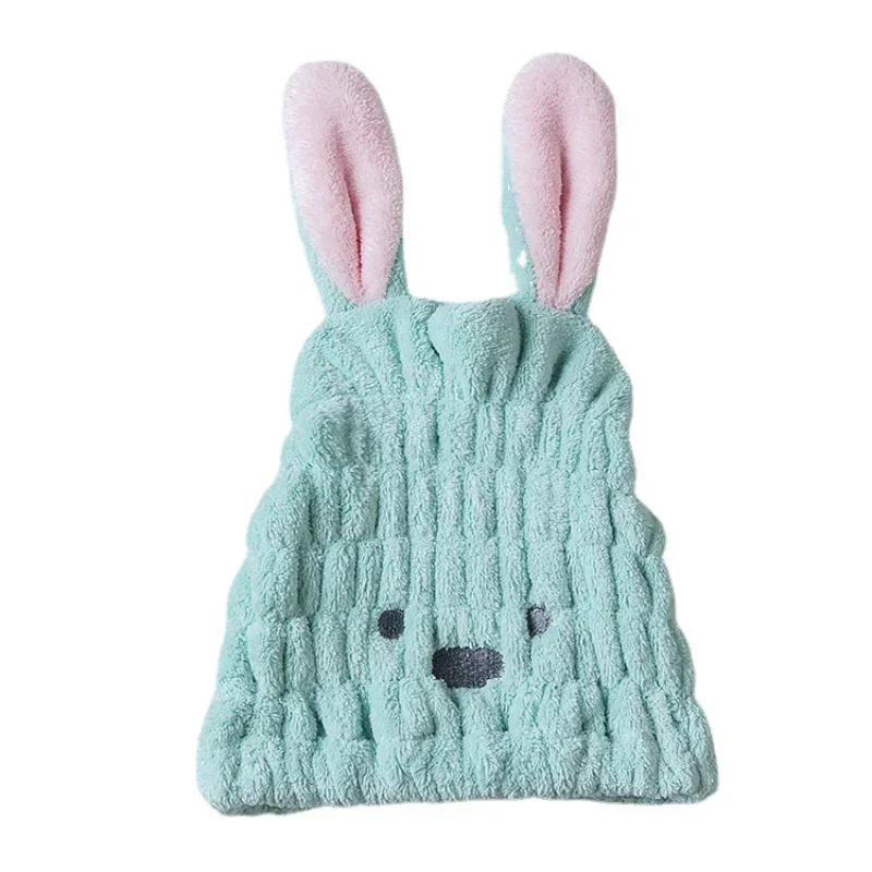 Long Ears Rabbit Hats Thick Coral Fleece Hair Drying Caps for Kids Shower Strong Absorbing Bathroom Supplies