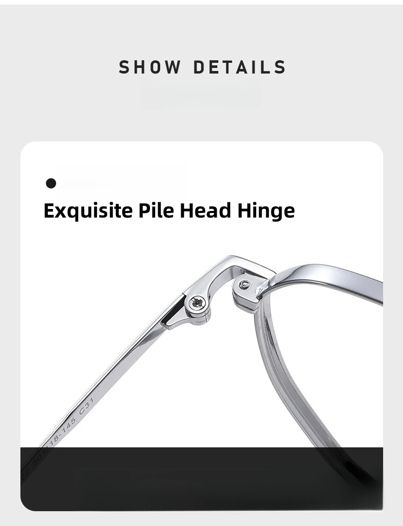 FIRADA Fashion Comfort Business-Brille, Retro-Luxus-Metallbrille, optische Brillengestelle für Männer und Frauen, 121222-C – Detail 5