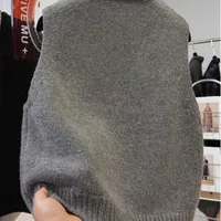 Women Sweater Vests Casual Loose Basics Solid Buttons Knitwear Sleeveless Female Bottom Sweater Vintage Simple Simple Tank Tops - Image 2