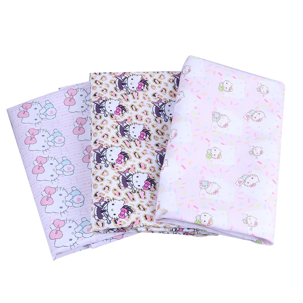 Cartoon Hello Kitty polyester Cotton Fabric Medical Health Diy Material Sewing Quilting Fabrics for Patchwork Needlework |
