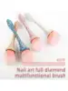 1pc Nail Dust Brush Rhinestone Bling Handle White For Acrylic Nail Art Cleaning Brush Manicure Tool 2
