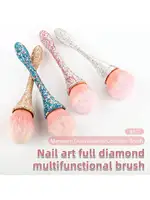 1pc Nail Dust Brush Rhinestone Bling Handle White For Acrylic Nail Art Cleaning Brush Manicure Tool 2