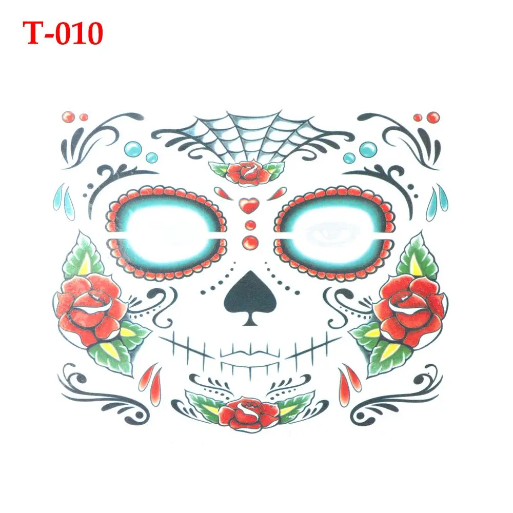 Tag des toten Schädels Gesicht verkleiden temporäre Tattoo Aufkleber Pop Halloween Gesichts Make-up spezielle wasserdichte Gesicht Tattoo – Detail 6