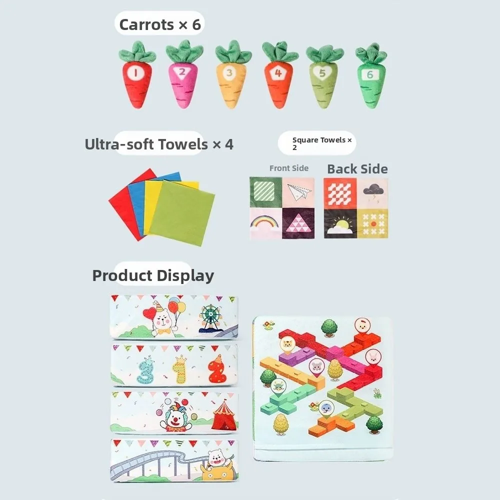 Soft Baby Tissue Box Toy Tear-resistant Finger Exercise Radishes Montessori Toy Non-Fading Color Learning