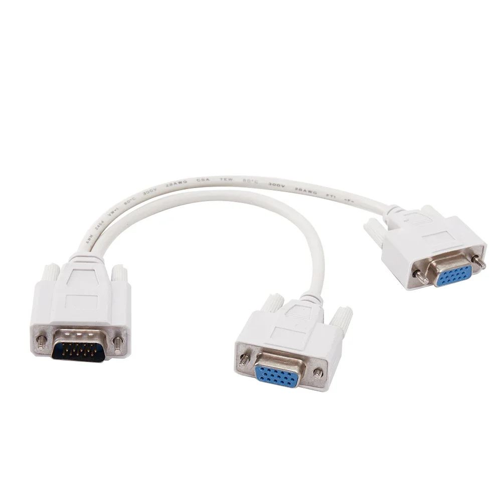 VGA SVGA 1 PC TO 2 MONITOR Male to 2 Dual Female Y Adapter Splitter Cable 15 PIN 25cm