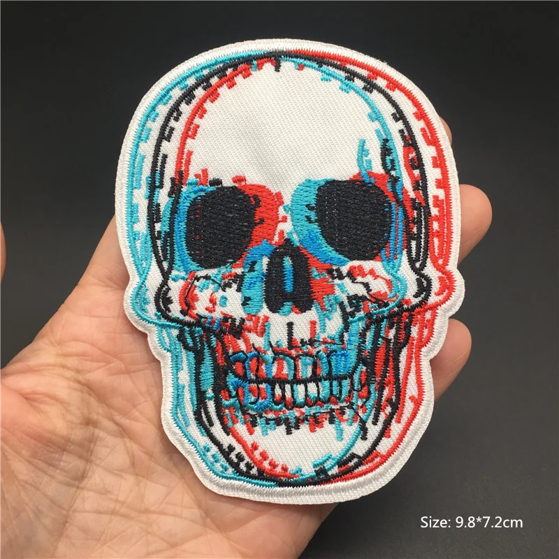 Lustige Anime Kleidung Patches Punk Schädel Cartoon Aufkleber Jacke DIY Gestickte Patches für Kleidung Band Patches Eisen auf – Detail 6