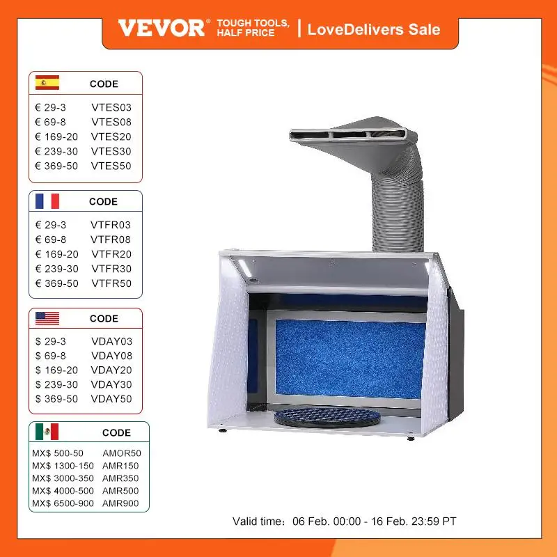 Vevor Cabina Di Verniciatura Ad Aerografo 405X330 X 355 Mm, Cabina Di Verniciatura Portatile 5,2 M³/Min, Cabina Per Spruzzatura Vernice A Doppio Venti