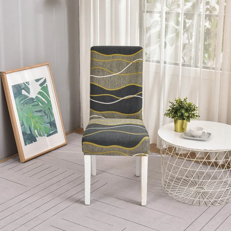 1PC Geometric Chair Cover for Dining Room Elastic Universal Seat Chair Covers Slipcovers for Kitchen Wedding Banquet Home Decor 3