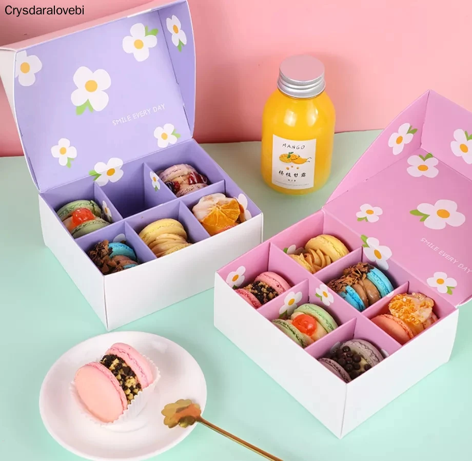 

10 шт. 2 цвета 6 держателей с окном коробка для макарона контейнер для шоколада коробка для печенья 12*11*5,2 см