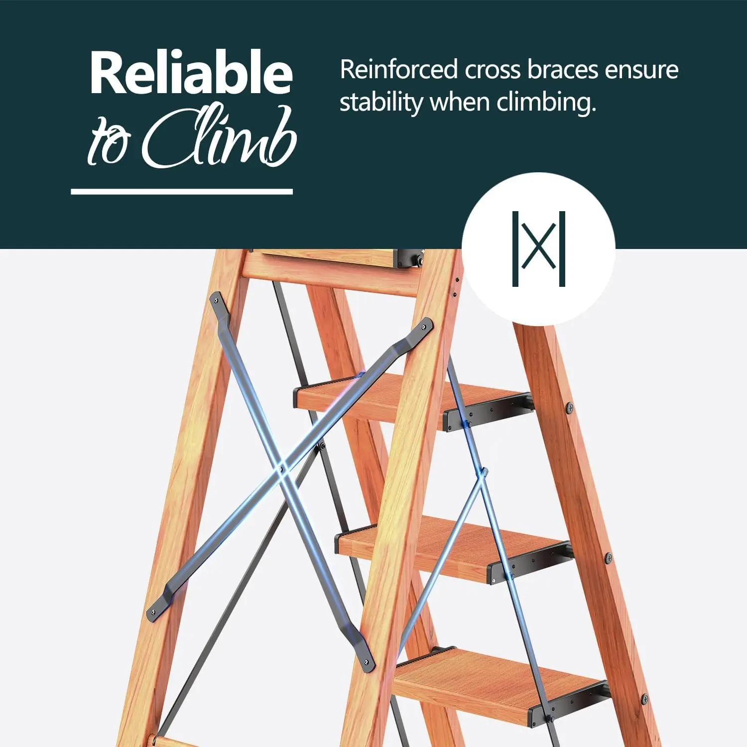 WOA WOA 6 Step Ladder, Folding Ladder with Handrails for High Ceilings, Indoor Tall Ladders with Wide Pedals, Lightweight Alumin 6