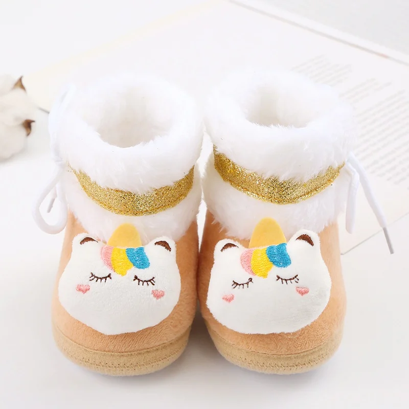 

Newborn Baby Boots Shoes Cute Cartoon Boy Girl Toddler Autumn Winter Plush Snow Booties Warm Infant Crib Shoes 0-18M