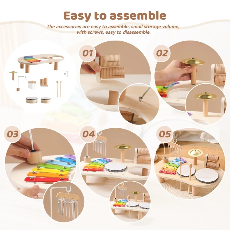 Cloches éoliennes pour bébé, hochet, jouets éducatifs Montessori, Instruments de musique en bois – Image 6