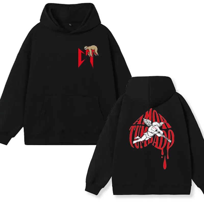 Singer Natanael Cano Amor Tumbado Sloth Print Hoodie Men Women's Fashion Pullover Sweatshirts Oversized Streetwear Hoodies Male