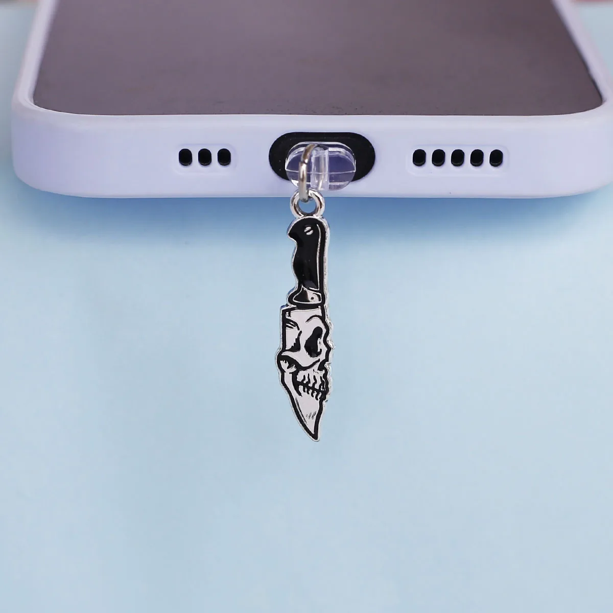 Handy-Staubschutz-Anhänger, Zubehör, Dekoration, herzförmig, Doppelschlange, Liebes-Totenkopf, Kreuz für iPhone, Typ-C-Anschluss – Detail 7