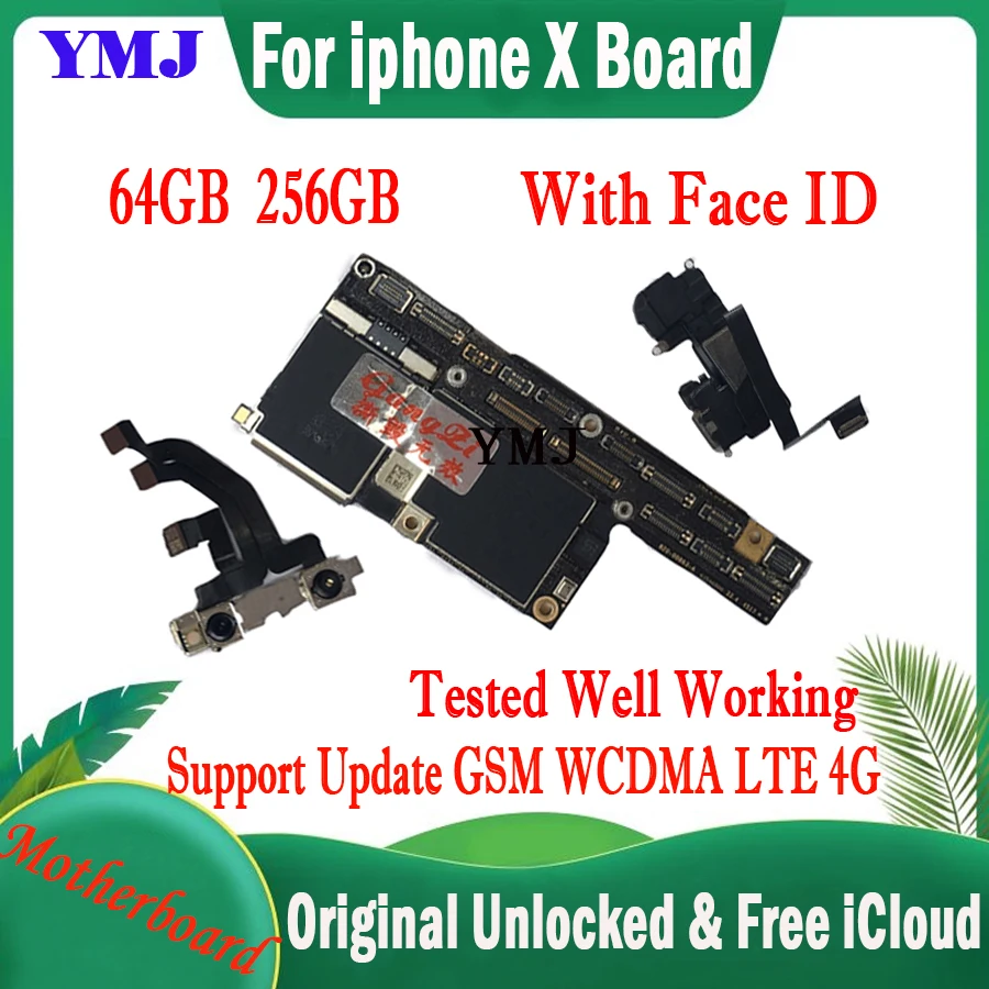 

No ID Account For iPhone X Motherboard With/ Without Face ID Tested Well Working Free iCloud ​Original Unlocked Logic Board