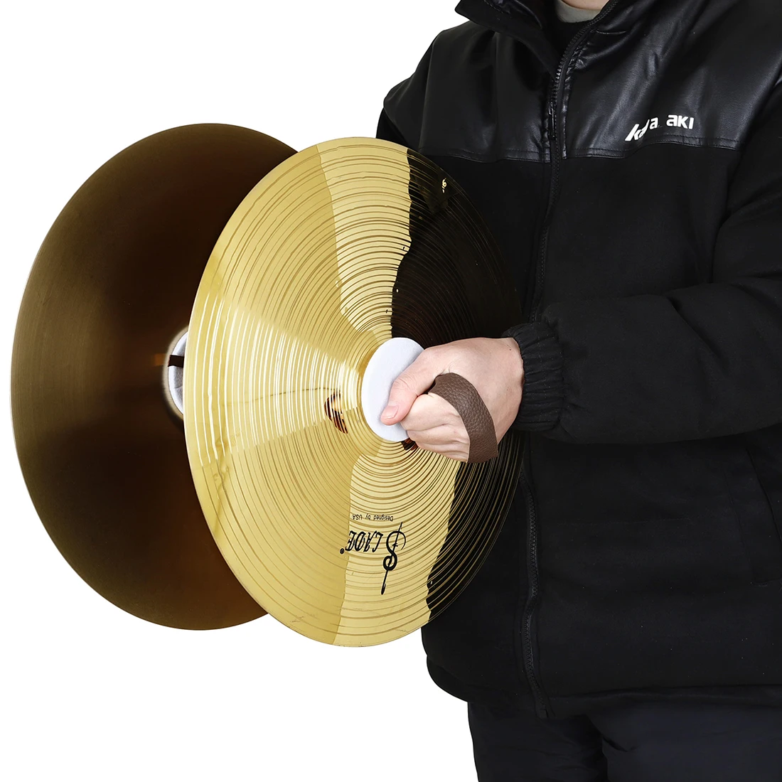 1 Pair Copper Cymbal Alloy Percussion Mount Cymbals Band Percussion Instrument with Finger Rope for Stage Party Musical Toys