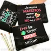 Best Teacher In The Word Spanish Print Pencil Bag School Stationery Supplies Storage Bags Travel Makeup Bag Toiletry Pouch Gifts 1